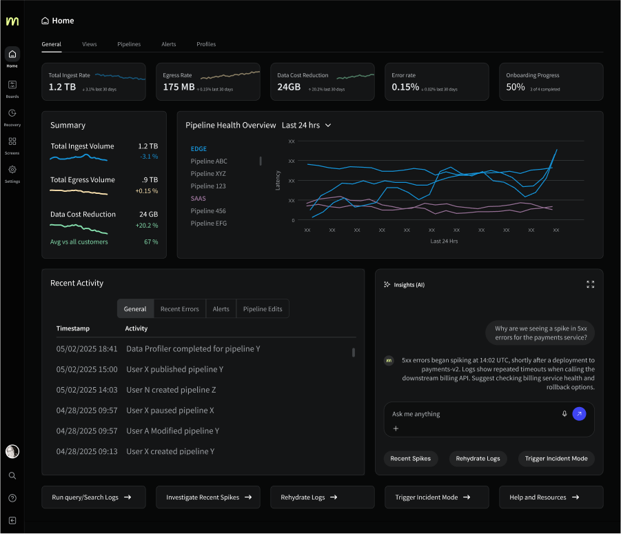 Future Design Image of the Mezmo Homepage